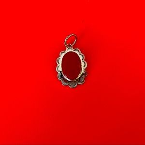 Southwestern Red Coral and Sterling Silver Pendant